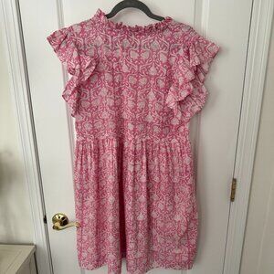 Tiny Tassel Pink Paisley Harleston Dress, Size Medium